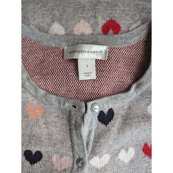 Christopher & Banks Heart Print Button-Front Cardigan S - Picture 7 of 8